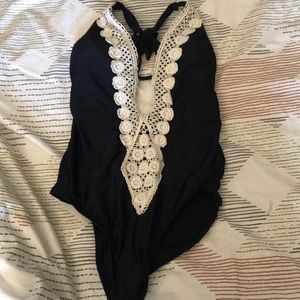Black one piece bathing suit